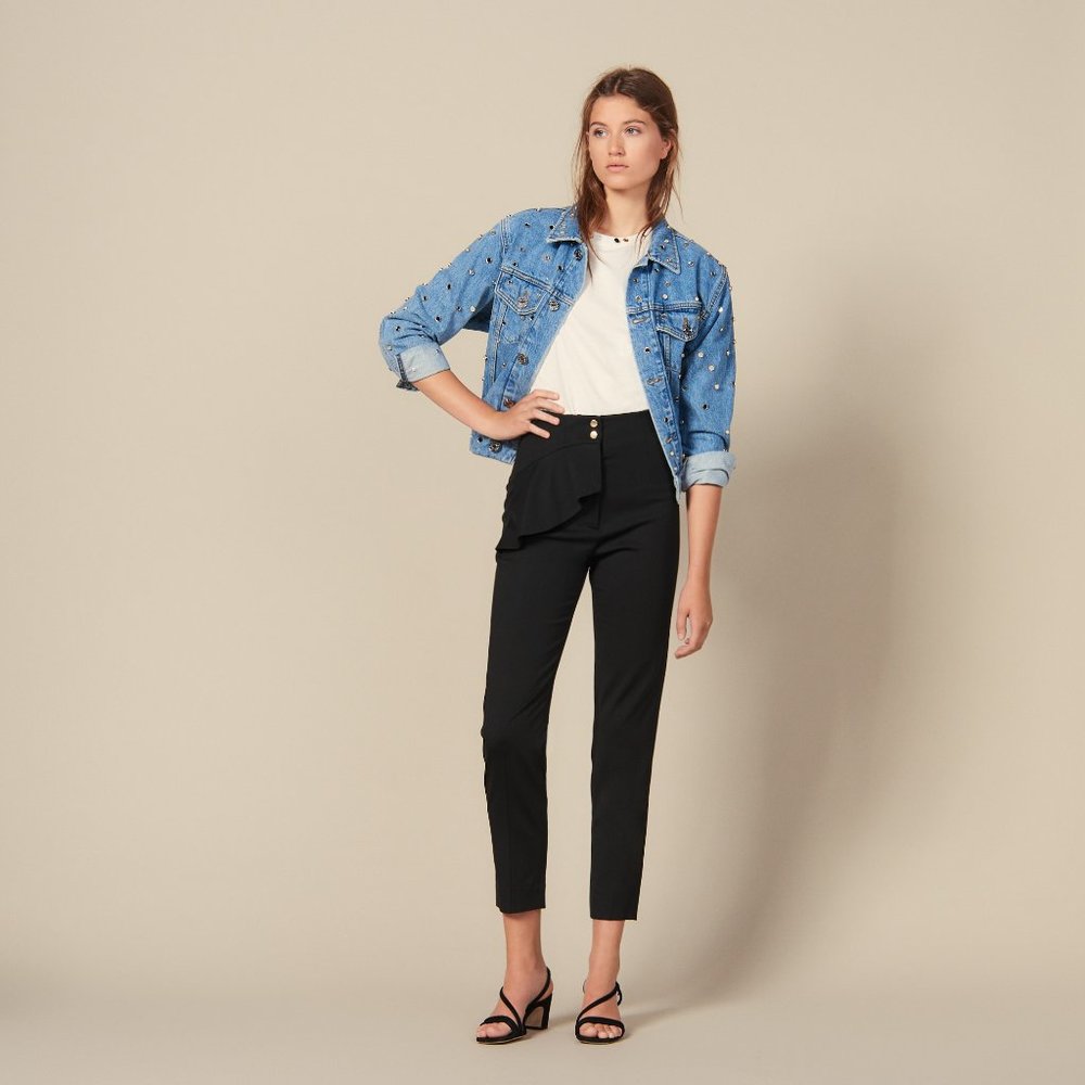 SANDRO TAPERED TROUSERS WITH PEPLUM NWT SZ 36
